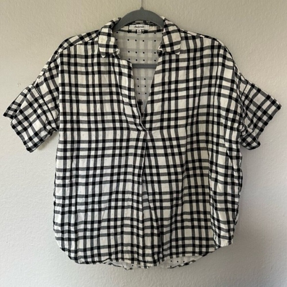 madewell oversized courier button back shirt in double faced plaid - Picture 4 of 11
